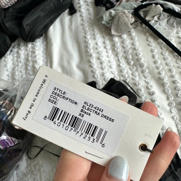 NWT Retrofête Electra Sexy Black Long Dress Pearl Straps Cowl Neckline Low Back - Picture 3 of 11